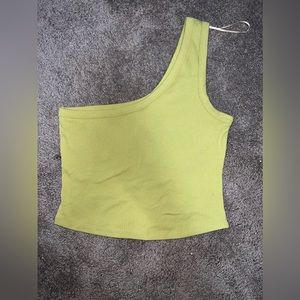 Lime Green One Shoulder Cropped Tank